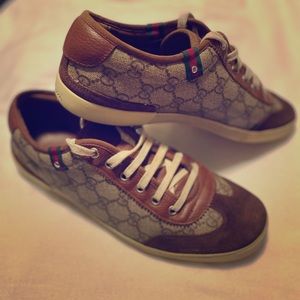 Gucci Mens Monogram Sneakers Brown